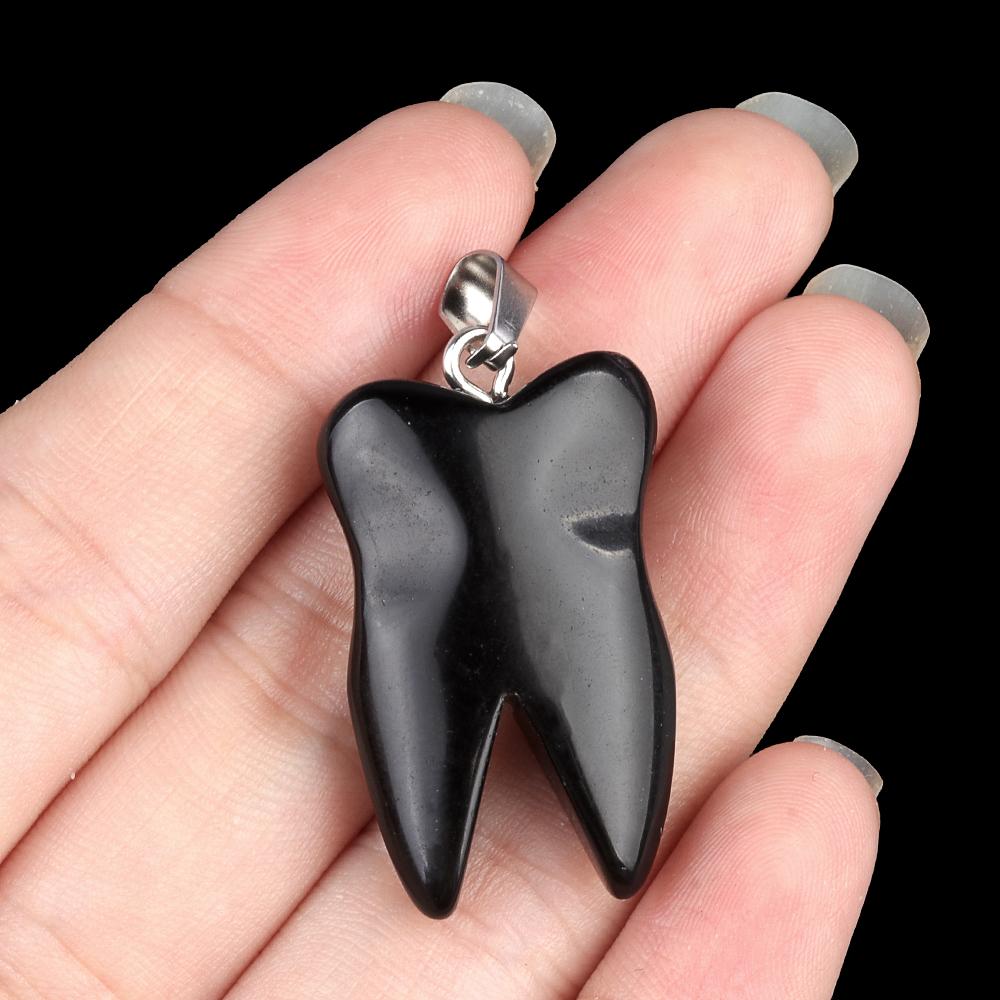 Ciondolo personalizzato in pietra naturale a forma di dente piccolo ciondolo per la creazione di gioielli fai da te collana orecchini accessorio