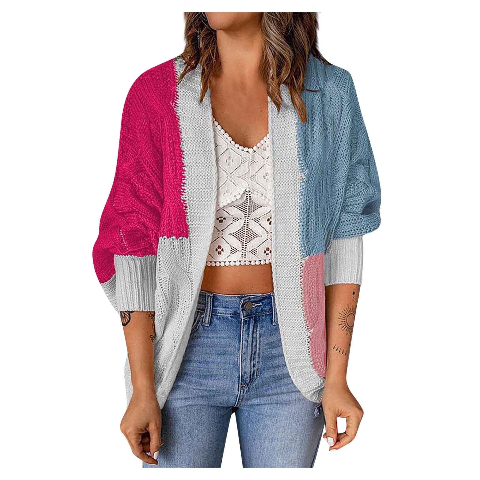 

Women s Casual Fashion Vintage, Color,Blocked Front,Button Cardigan Jacket L