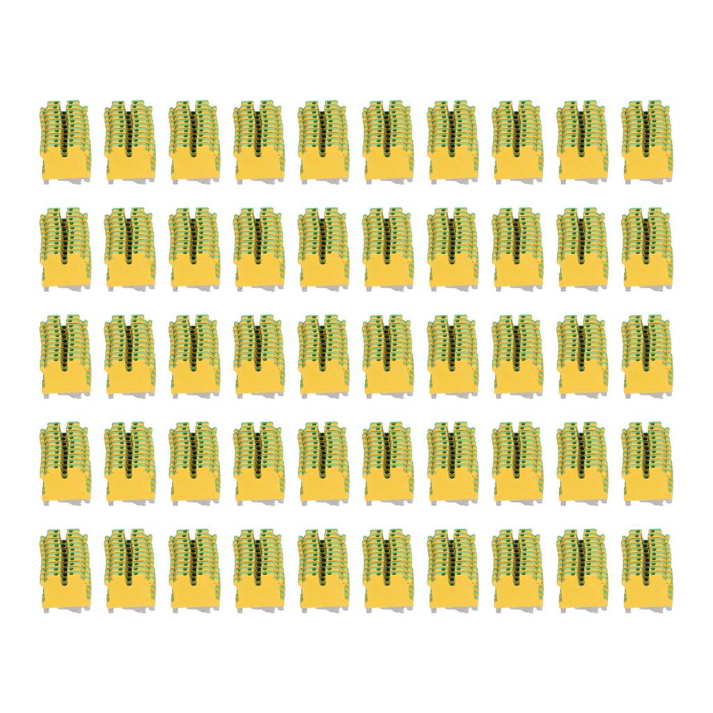 50Pcs Grounding Terminal Pure Copper DIN Rail Mounted Earth Terminal Block Yellow Green TYP USLKG‑3