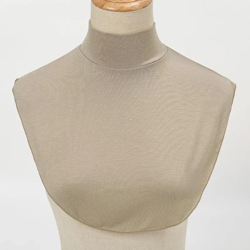 Modal Turtleneck Fake Collar Islamic Hijab Muslim Women Extensions Mock Neck Half Tops Blouse False Collars Detachable Neck Warm