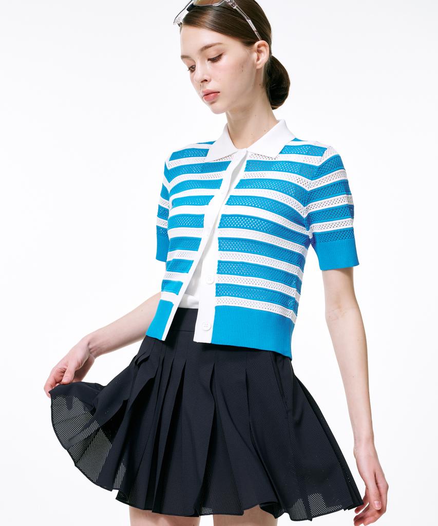 Cream Golf Punched Pleated Skirt