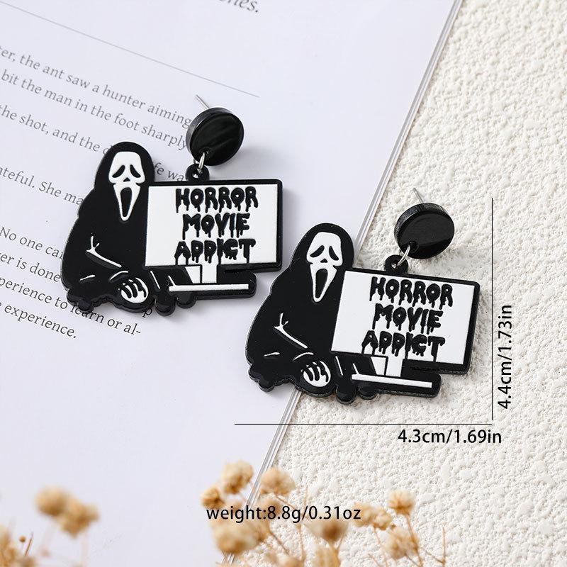 Halloween Dunkle Ohrringe Gruselige Totenkopf-Ohrringe Regenbogen-Geist Schmetterling Stecker-Ohrringe Accessoires für Männer und Frauen