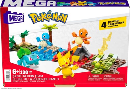 MEGA Pokemon Kanto Team Building Block Set, 130 Pieces, Ages 6 and Up, HFG05