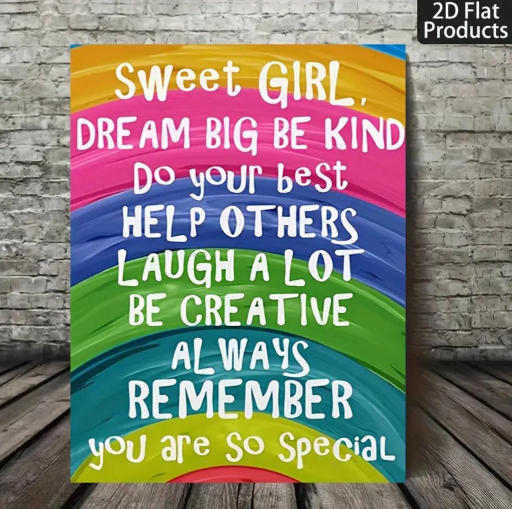 Inspirational English Canvas Art with Pine Wood Frame