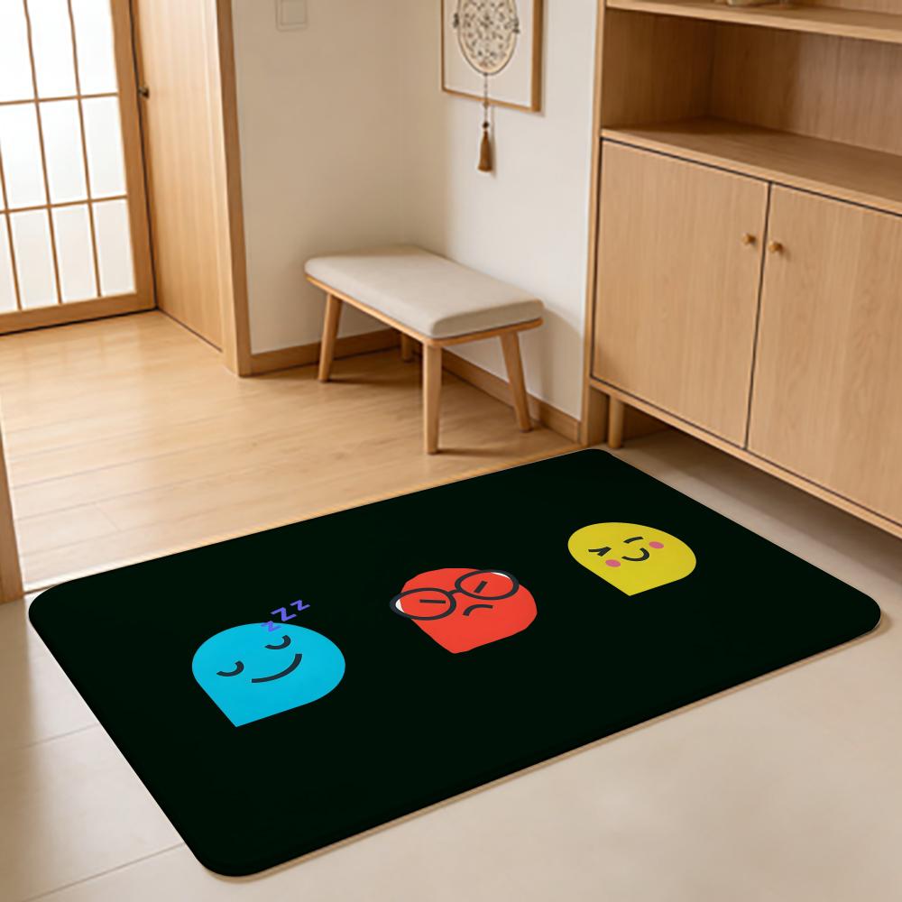 Cartoon Style C-Cute Symbol Floor Mat Absorbent Floor Mat Non-Slip Entrance Rug for Bathrooms Restrooms and Toilets