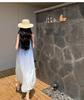 Women's French Seaside Gradient Spaghetti Strap Long Dress - Summer Sleeveless Sea Wave Style