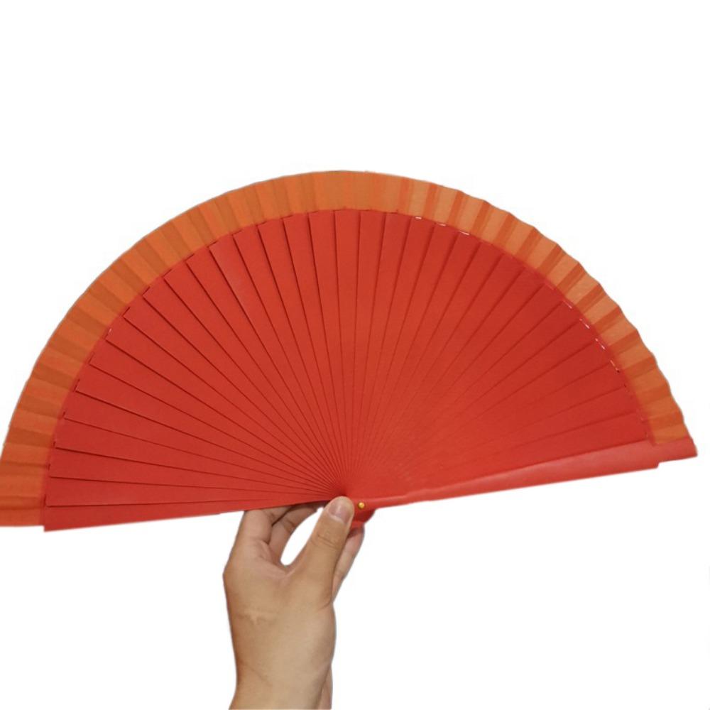 Classical Simple Spanish Plain Fan Solid Color Art Craft Pure Wood Folding Fan Handmade Decorative Props Fan Props