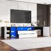 TV-Schrank LED, Hochglanz 2 Türen 2 Schubladen, TV-ständer Fernseher bis zu 75 Zoll, TV Lowboard Wohnzimmer, Esszimmer, 180cm, Schwarz & Weiß