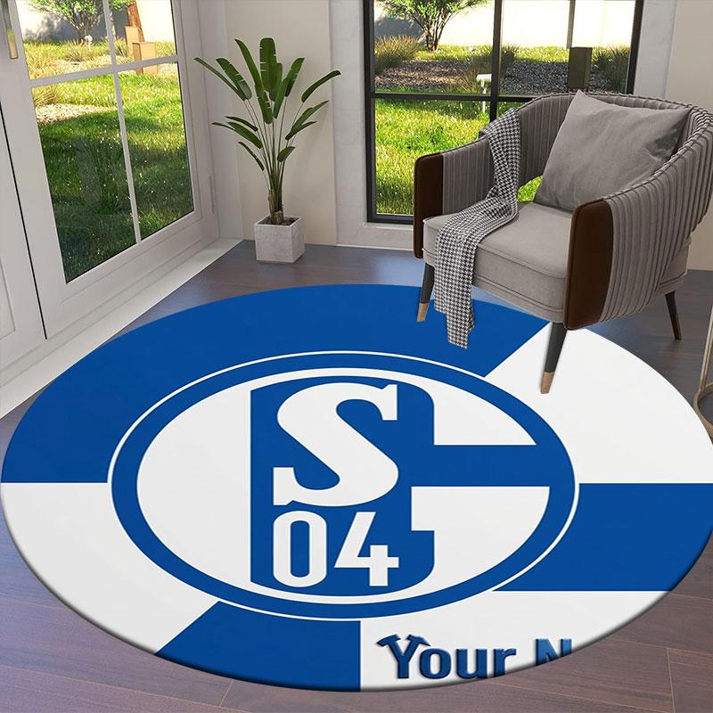 FC Schalke 04 Custom Name Round Area Rug,Carpet Rug for Living Room Bedroom Sofa Playroom Decor,Non-slip Floor Mat
