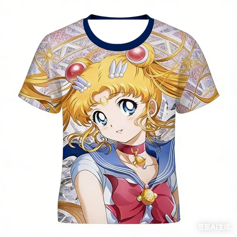 Sailor Moon Under The Moonlight! Adult and Kids 3D All-Over Print T-Shirt, Dreamy Harajuku Style Y2K Short Sleeve,Shorts Friend