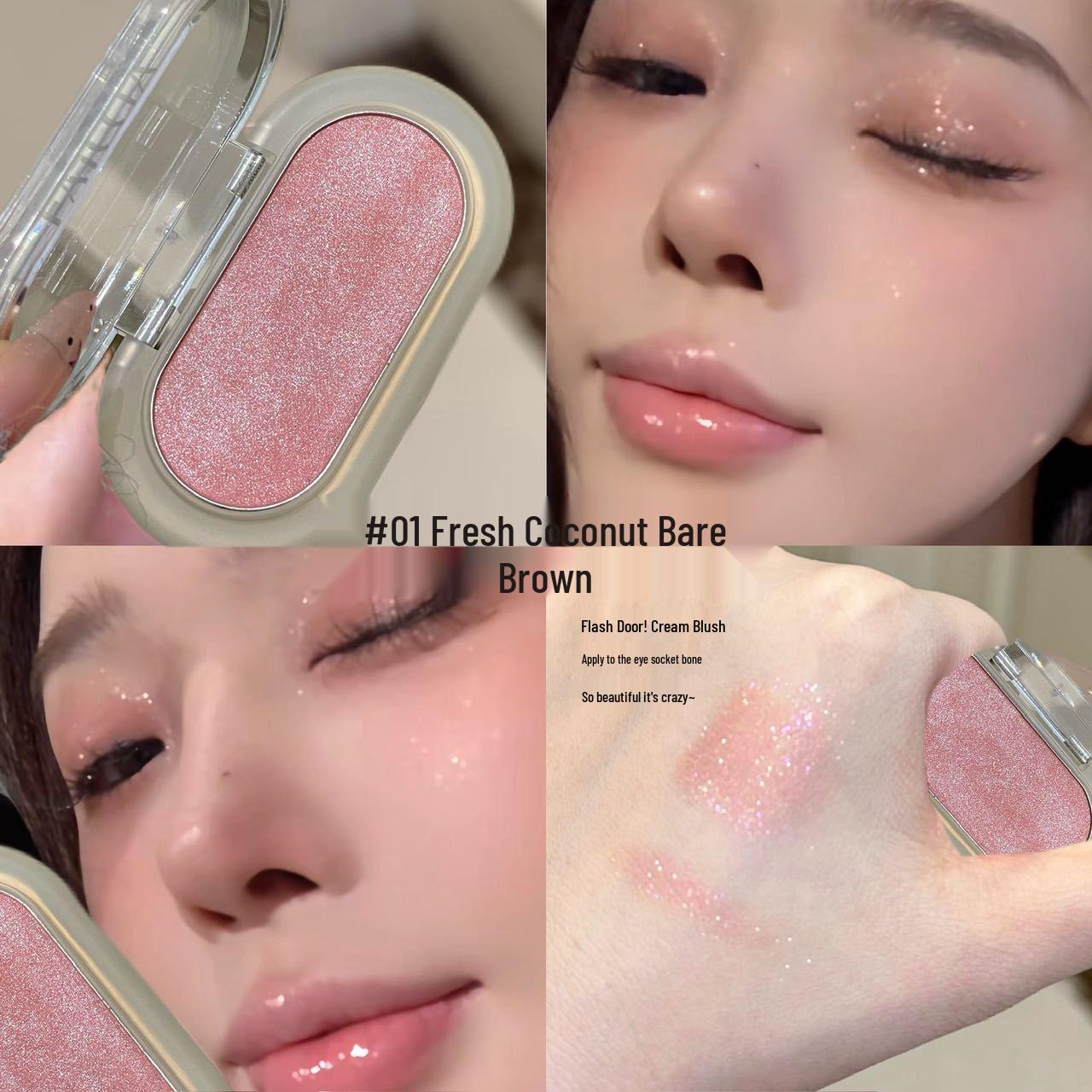 FAICCIA Двухцелевой крем для щек и губ: Натуральные нюдовые румяна и жемчужный хайлайтер