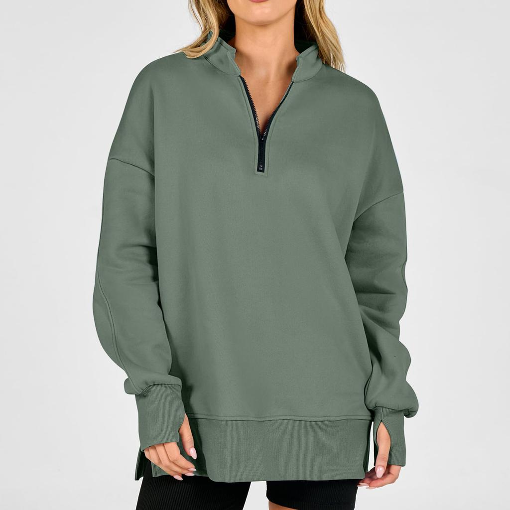 Women's Long Sleeve Stand Collar Pullover Sweatshirt