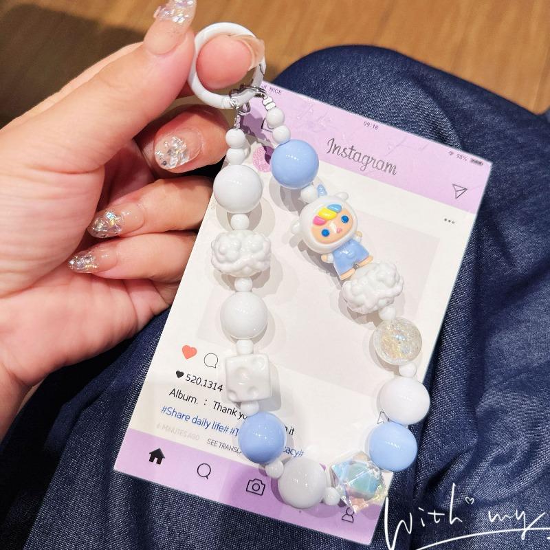 Hand-painted Beaded Cartoon Doll Mobile Phone Chain Mobile Phone Pendant Back Clip Blind Box Key Chain Pendant
