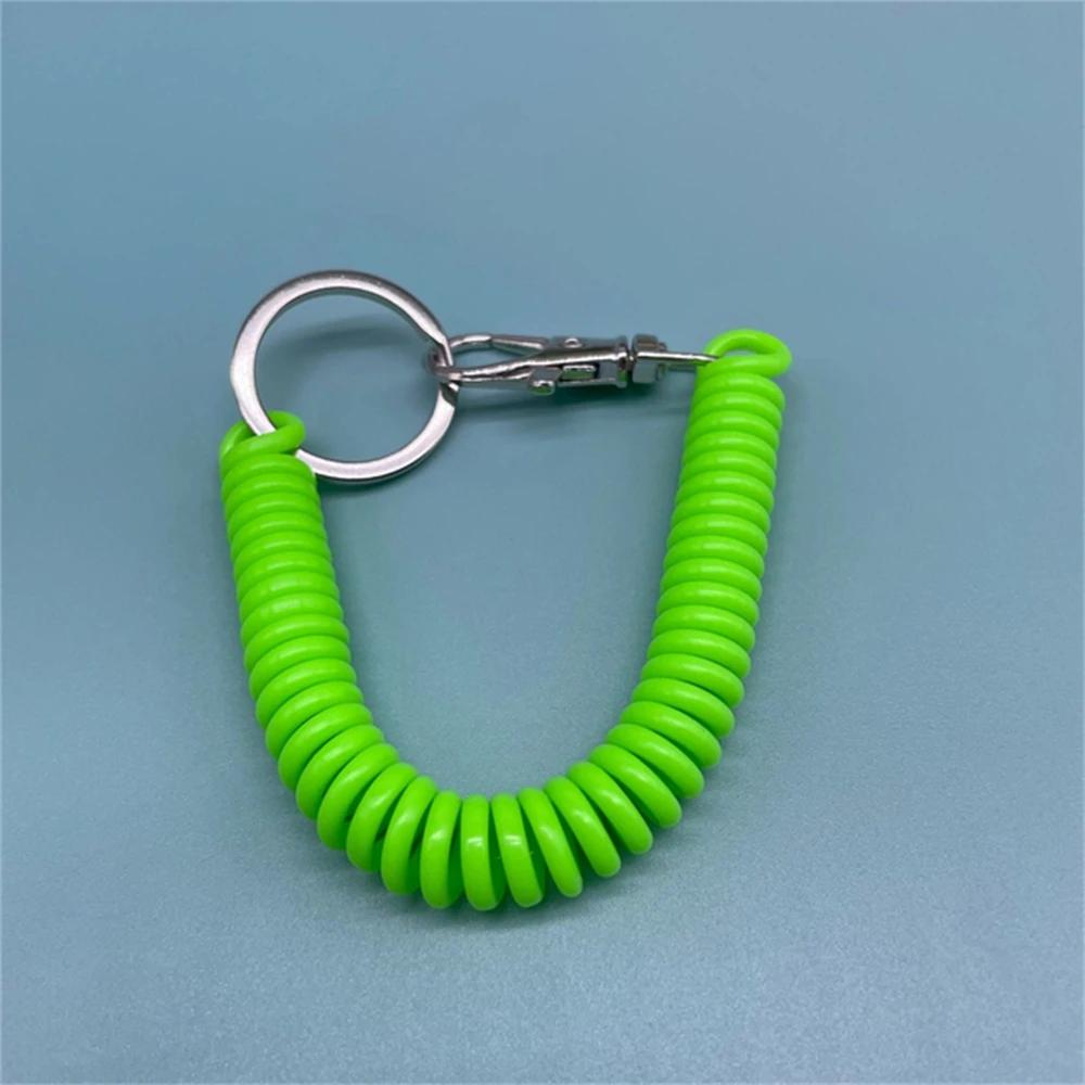 Colourful Retractable Spring Coil Keychain Anti-Lost Stretch Cord Safety Keyring With Metal Lobster Clasp For Girls Phone Wallet