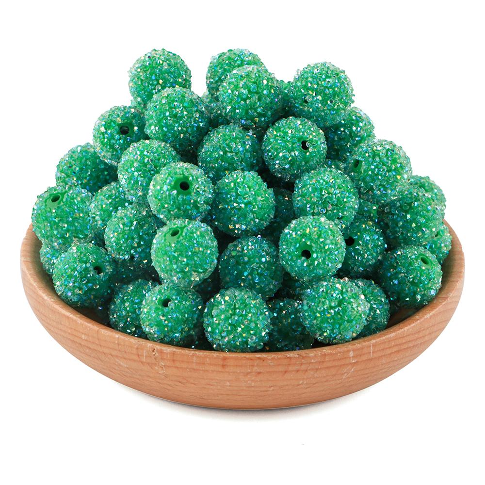 15Pcs 16MM Resin  Round Acrylic Beads Sugar Sand Pasting Process Fashion For Jewelry Making DIY Handmade Bracelets Accessories