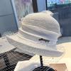 French flower mesh crimped brim basin hat female Hepburn style fashion exquisite banquet travel photo outdoor sun hat