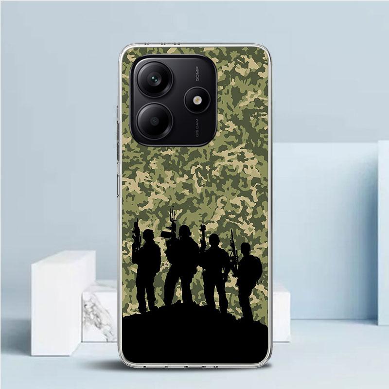 Camouflage Military Soft Cover for Xiaomi Redmi Note 15 14 13 12 Pro Plus Phone Case 14S 11S 11T 11E 10S 10 4G Pattern Shell Red