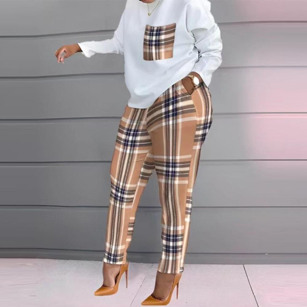 JPNTKY Fashion Autumn and Winter Women's Casual and Comfortable Printed Long-sleeved and Long-pants Set