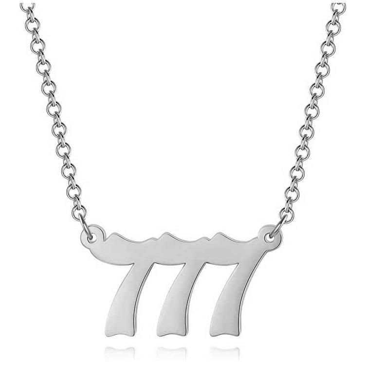 Stainless Steel Angel Number Lucky Numbers Necklaces 111 222 333 444 555 777 888 999 666 000 Women Pendant Necklace