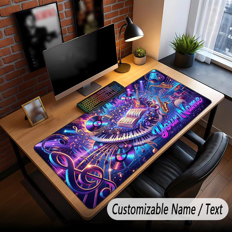 Music General Theme Custom Mouse Pad Personalized With Name Text Customized Desk Mat For Office Home Decor