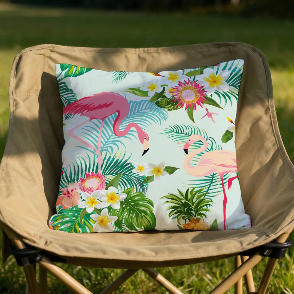 Tropical forest flamingos Cushion Cover Soft Reversible  Durable Pillow Cover  MultiScene Use for Home  Car Daily Comfort