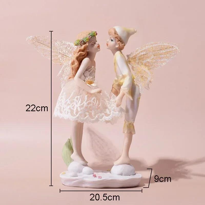

Cute Flower Fairy Angel Girl Painted Statue Angel Characters Resins Beauty Sculpture Desk Decoration Figurines Modern Home Decor