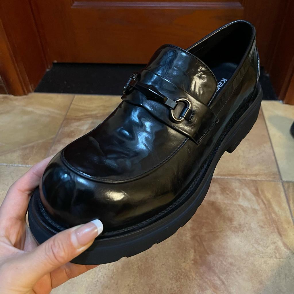 Fashion  Luxury Men Business Casual Shoes Genuine Leather Slip-On Loafers Round Toe Height Increasing Brand Office Footwear