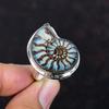 Sky Shade Ammonite Fossil Ring Handmade Ring Genuine Gemstone Jewelry 925 Sterling Silver Ring Adjustable Ring Wedding Gifts Statement Ring