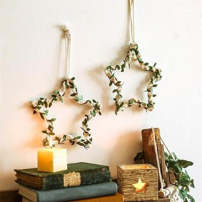 Nordische Sterne Blätter Makramee Wandbehang Tapisserie Boho Dekor Wohnheim Wohnzimmer Dekoration