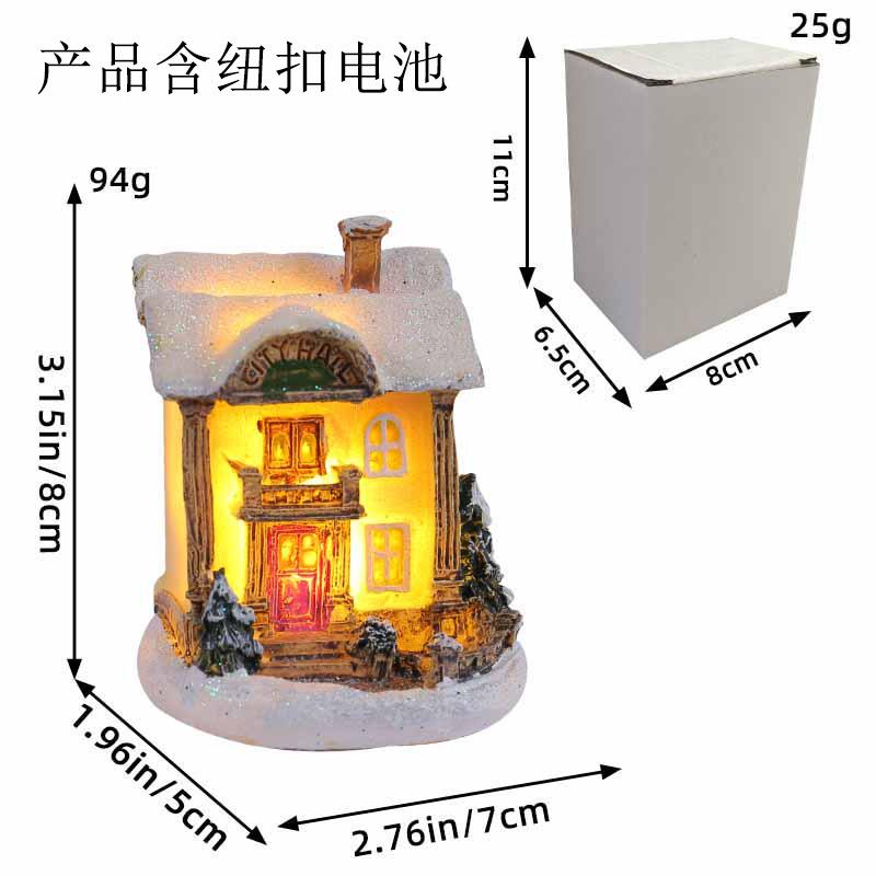 Jingchen new Christmas decorations resin hut colorful luminous house tabletop ornament