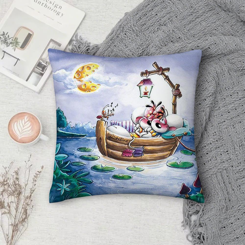 Cartoon DDiddl RRatS Pillow Case Square DoubleSided Printing Sofa Cushion Cover Pillowcase Bedroom Bedside