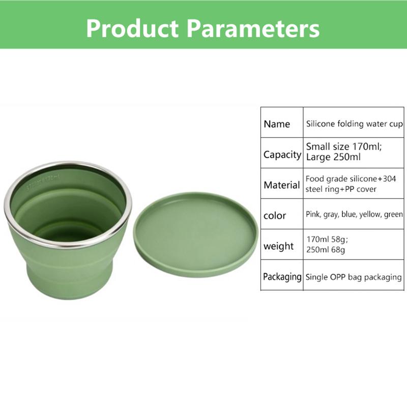 Foldable Silicone Coffee Cup 170ml Leakproof with Lid Portable Lightweight Mug for Backpacking Trip Daily Office