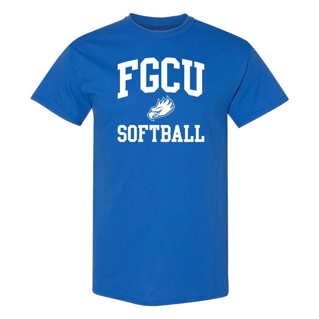 FGCU Eagles Arch Logo Softball - Sports Team Short Sleeve T Shirt - Royal