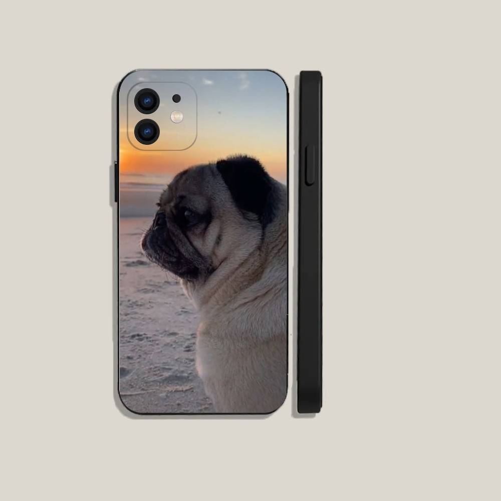 Pug Dog French Bulldog Phone Case For iPhone16,15,14,13,12,11,Plus,Pro Max,XS,X,XR,SE,Mini,8,7 Soft Silicone Black Cover
