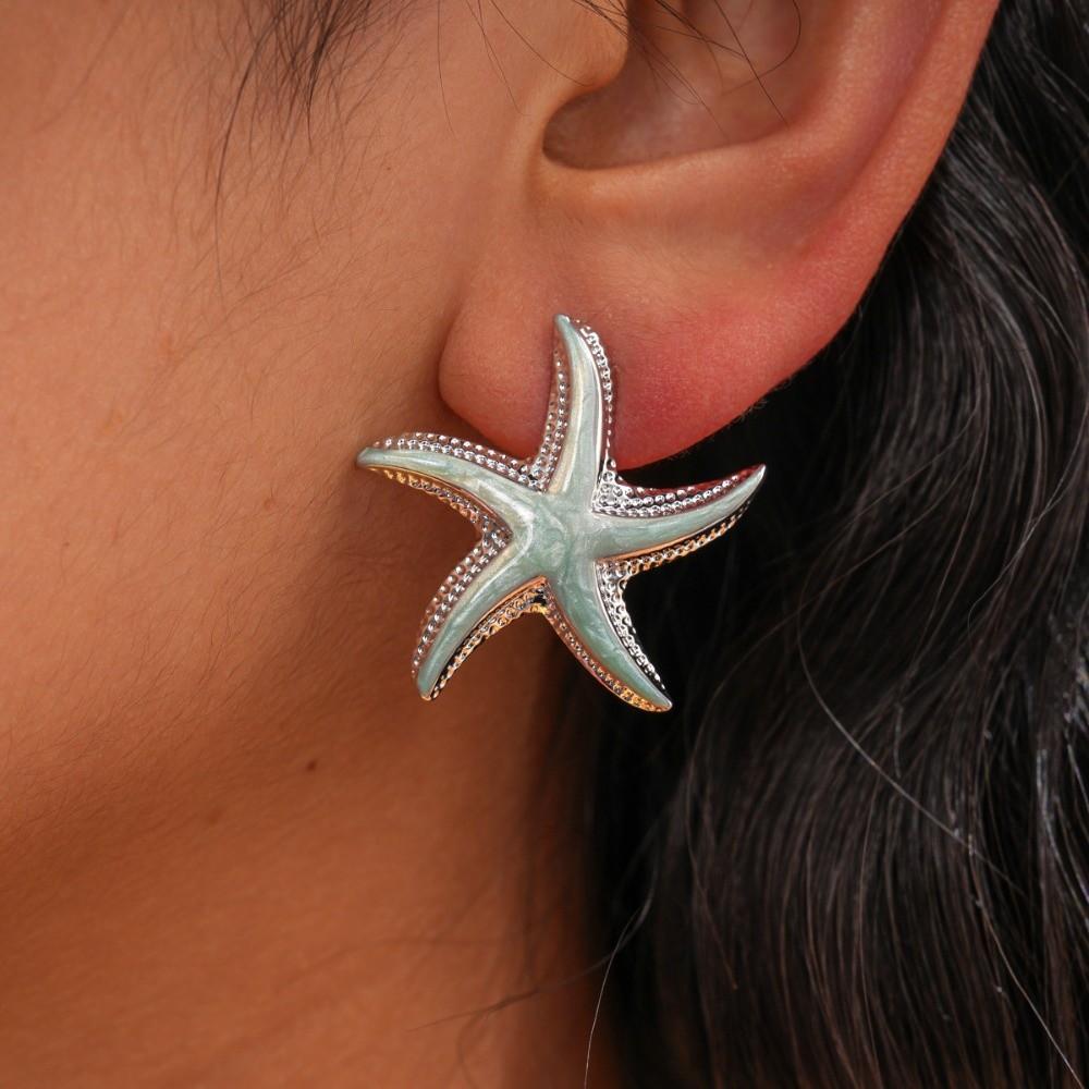 Geometric Starfish Ear Studs Star Korean Style Earrings Starfish Stud Earrings Beach Vacation