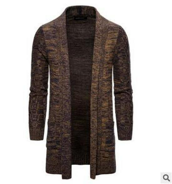 

2022 Autumn Men s Slim-Fit Mid-Length Knit Cardigan – European & American Style. L кофейный
