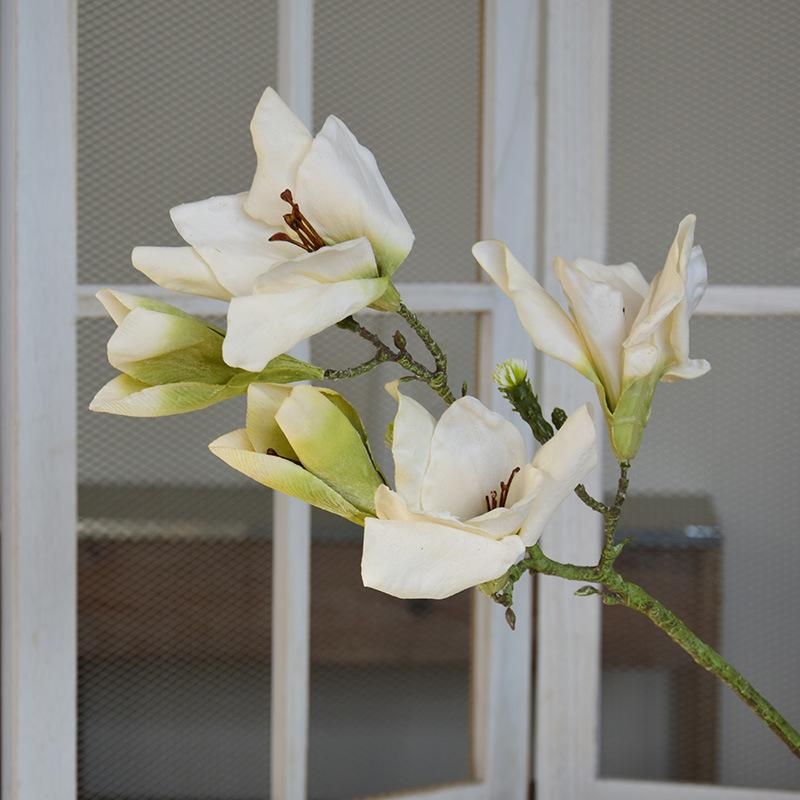 

5pcs New Chinese Zen Style Fake Flowers Roasted Edge Magnolia Branch Silk Pink Flower Simulated Magnolias Bedroom Decoration белый