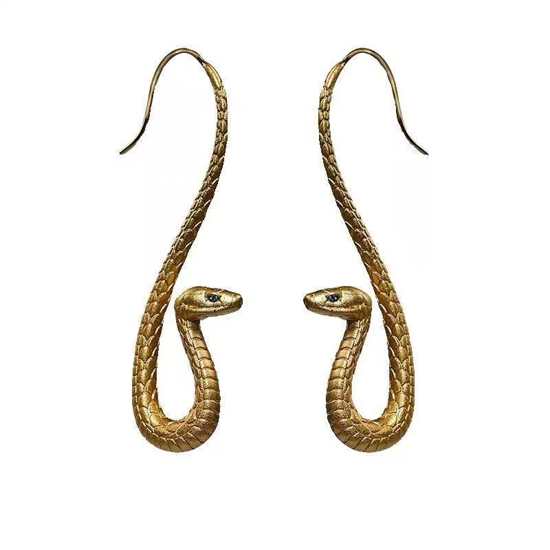Gold Snake Dangle Earrings for Women Bohemian Vintage Animal Statement Jewelry Party Gift