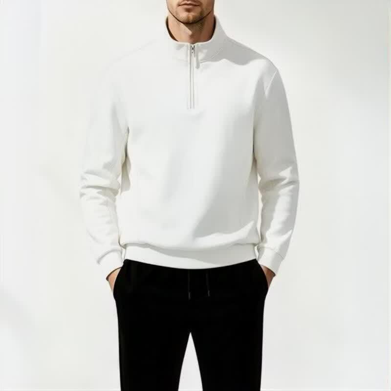 Qiaogrui Men's Stand-Up Collar Half-Zip Long Sleeve T-Shirt