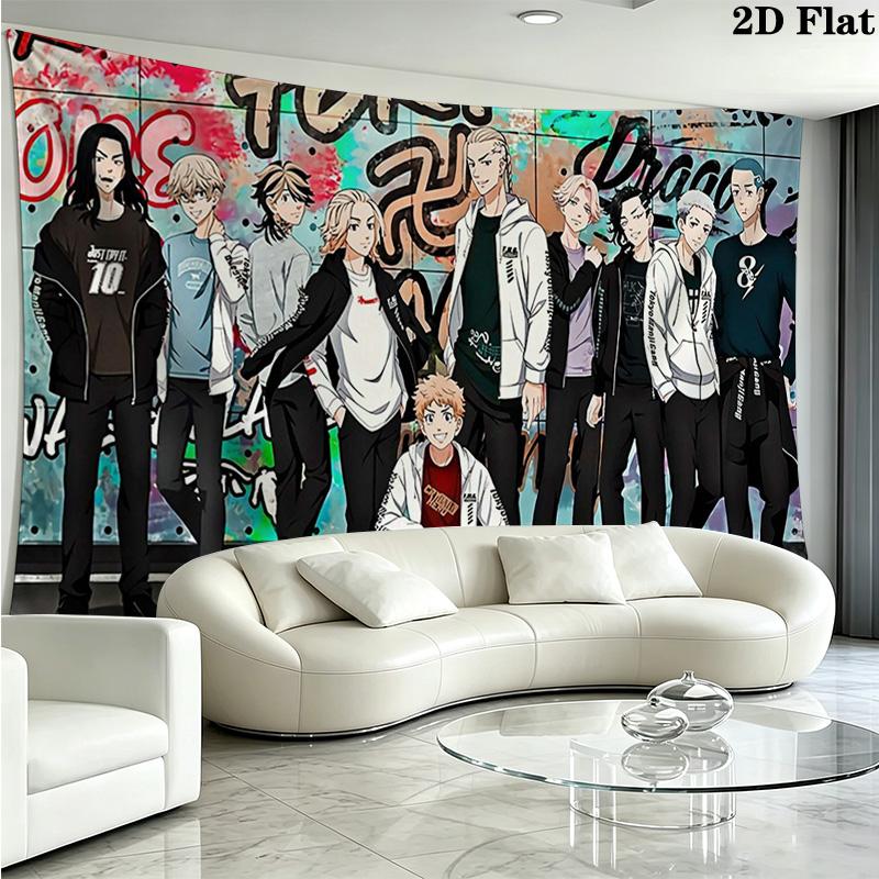 Tokyo Revengers Wall Tapestry Aesthetic Wall Hanging Printed Fabric Blanket Decorative Tapestries for Bedroom Living Room Home Decor