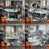 Amusing and Creative Skeleton Skull Shower Curtain Waterproof Bathroom Curtain Funny Scary Halloween Home Decorative Curtain