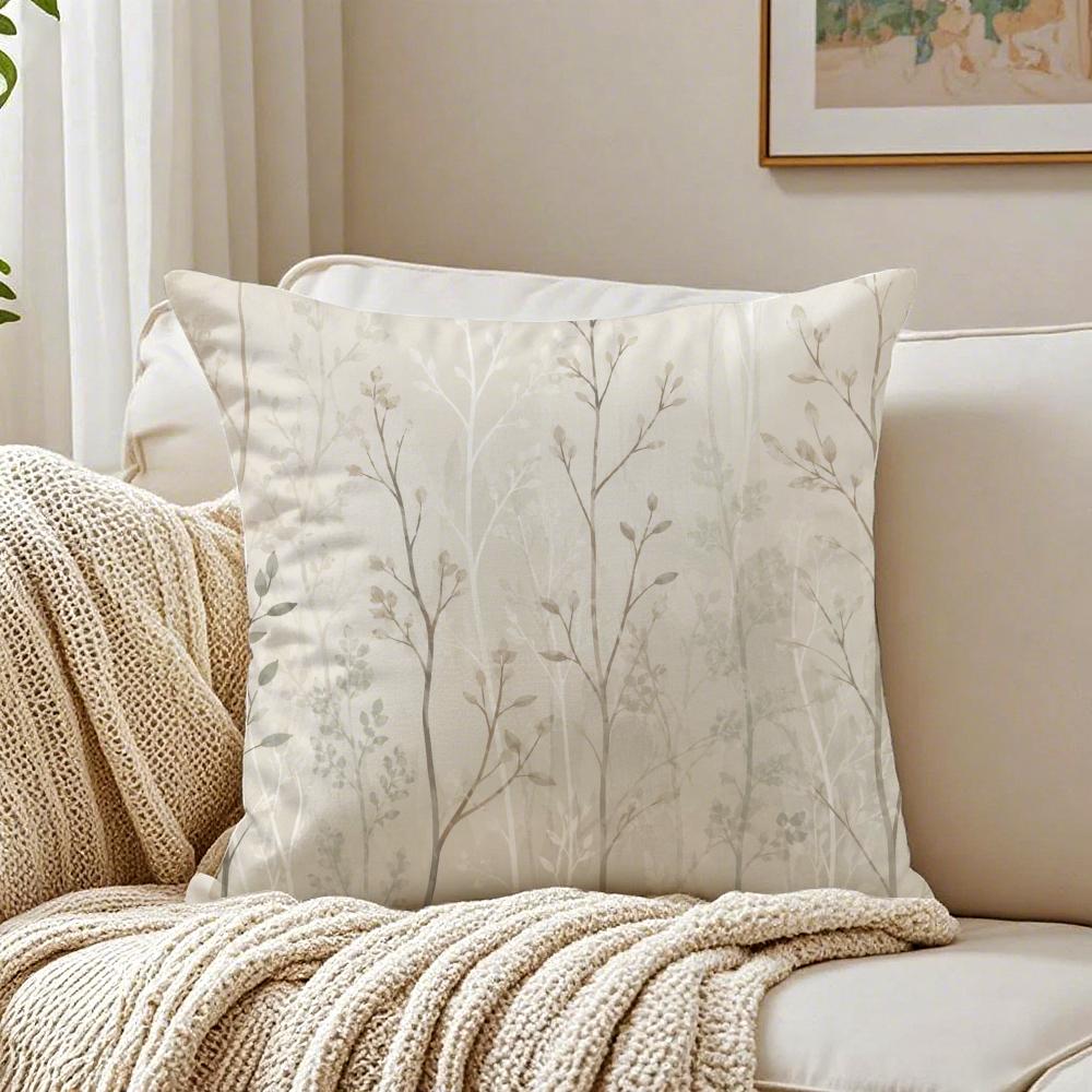 Modern Nordic Plants Green Leaves Pillow Case Organic Short Plush Cushion Covers Breathable Washable WrinkleResistant