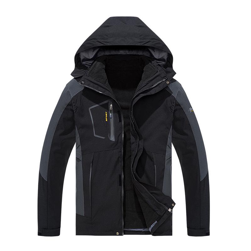 Men's 3-in-1 Ski Jacket: Detachable Fleece-Lined Outdoor Mountaineering & Workwear for Autumn/Winter