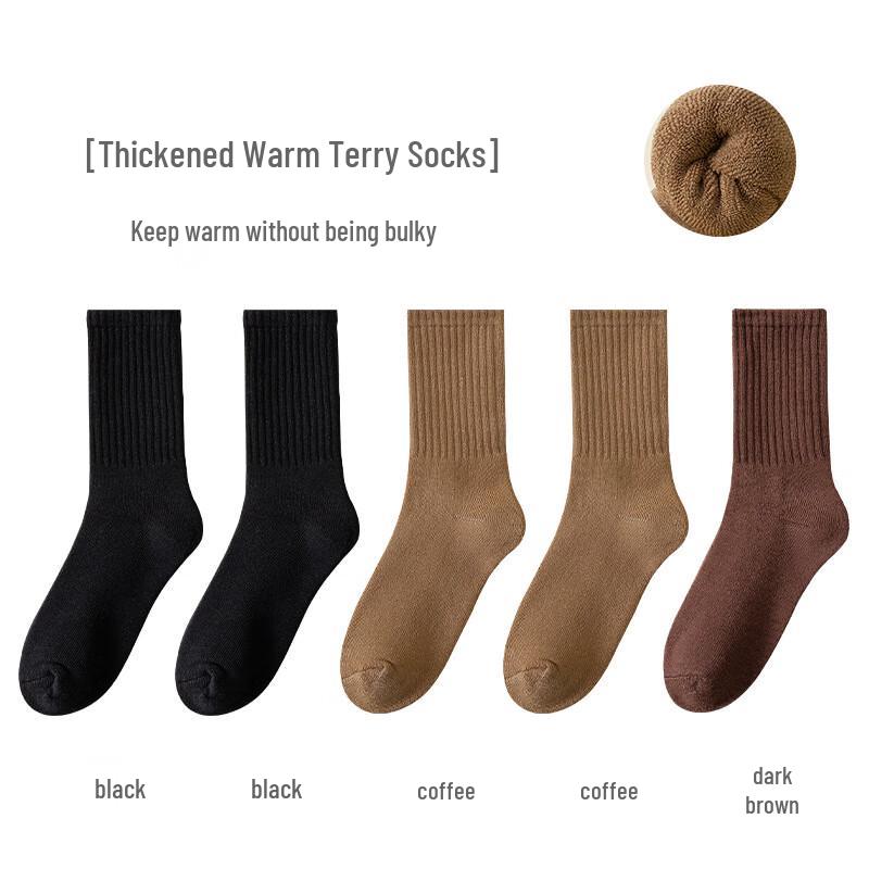 Yuzhaolin Women s Thickened Terry Mid-Calf Socks One Size