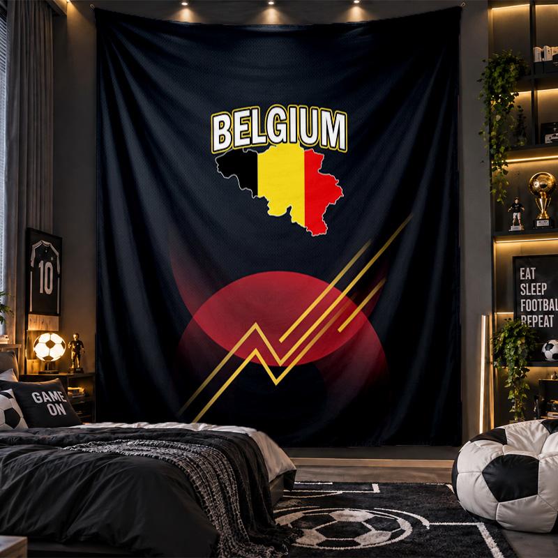Wall Hanging Tapestry Belgium Football Print Cloth for Living Room Bedroom Home Decor