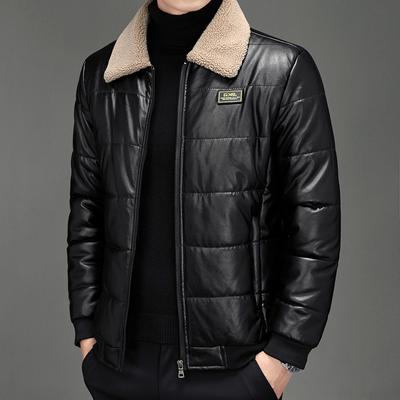 Winter Clothing, Men's Cotton Coat, Boys' Lapel Thickened Leather Cotton Coat, Warm and Waterproof Korean Style Slim Coat for Men