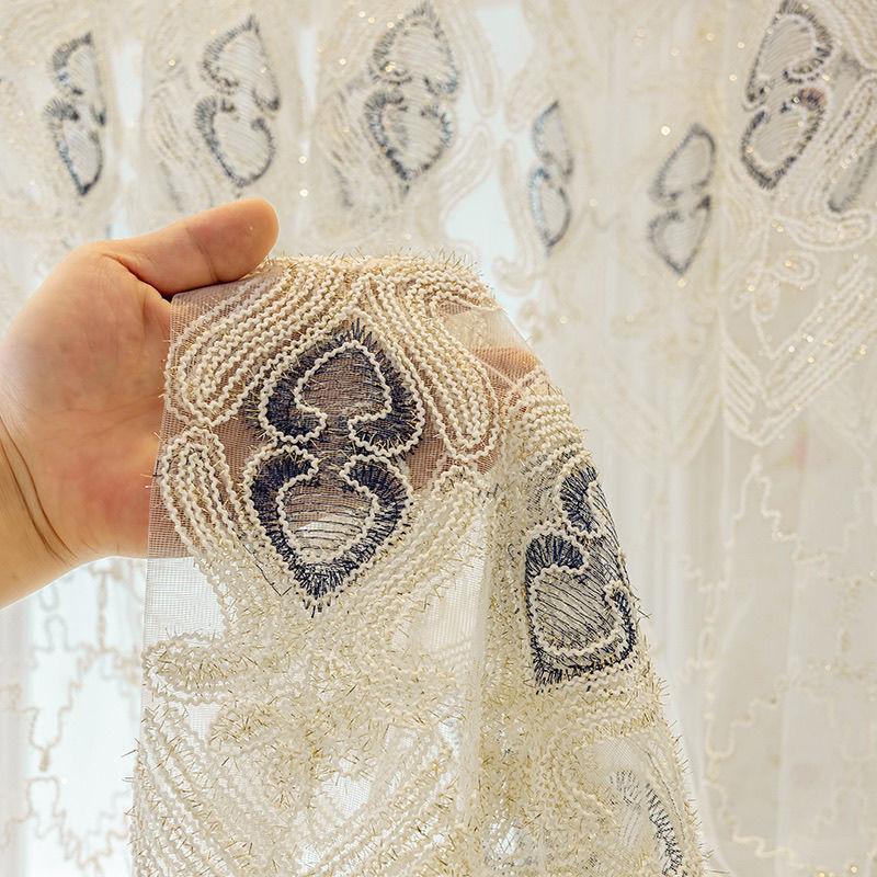 Screen Curtain European Embroidery Embroidery Window Screen Curtain Light Transmission Partition Living Room Bedroom Bay Window Balcony