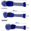 Striped Golf Club Headcovers - Set of 3 Knit Protective Covers for Woods (1/3/5) with Pom Pom Design.