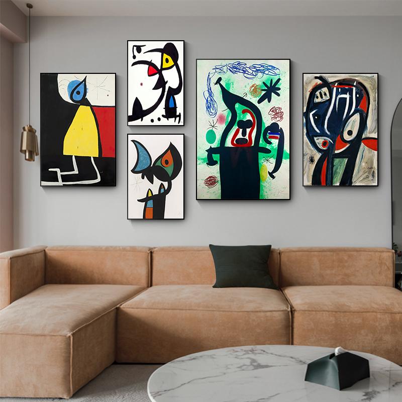 Famous Joan Miro Surrealism Artwork Posters Abstract Canvas Painting Retro Wall Art For Modern Living Room Home Decoration No Frame