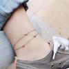 Korean Rose Gold Double Layer Heart Titanium Steel Anklet for Women